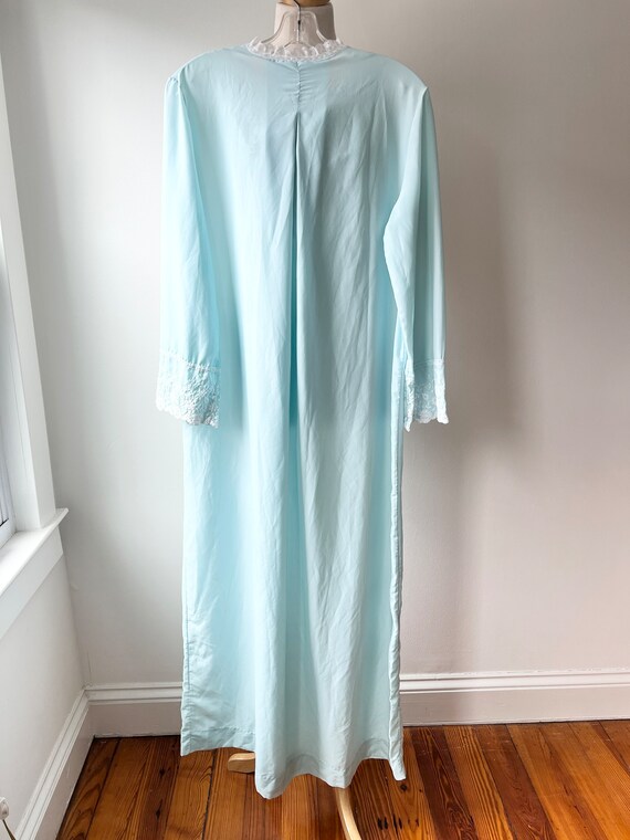 Vintage Eve Stillman Blue lace long sleeve nightg… - image 9