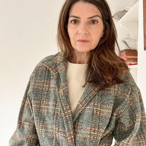 Vintage 70s green plaid wool jacket size small