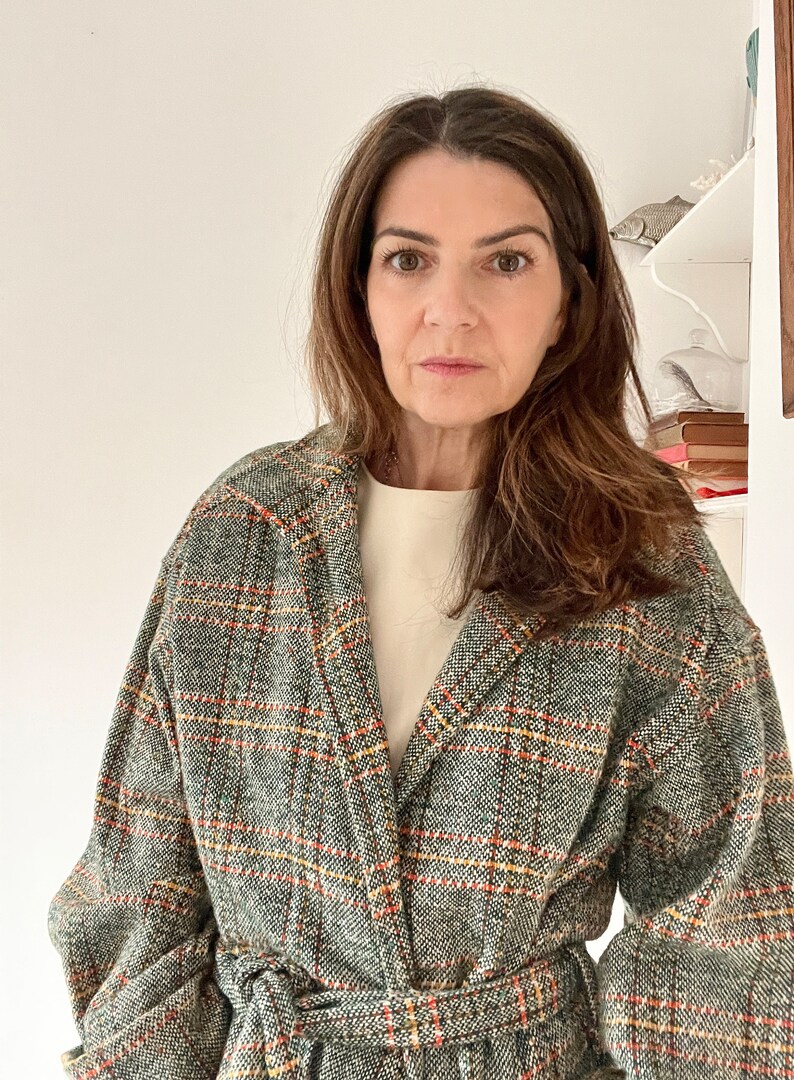 Vintage 70s green plaid wool jacket size small