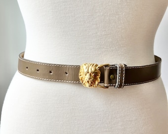 Vintage Anne Klein White Leather Lion Head Statement Belt - Etsy display picture 2