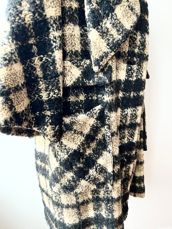 60s plaid wool coat size small attached scarf, vi… - image 5