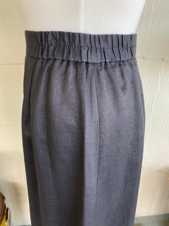 Vintage 80s linen skirt suit set, short sleeve bl… - image 10