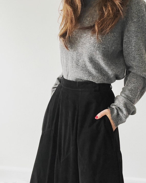 Vintage 90s black suede maxi skirt size medium, p… - image 6