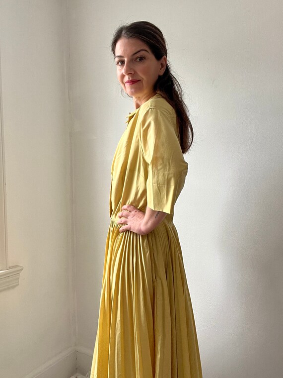Vintage 50s yellow shirtdress size small, summer … - image 7