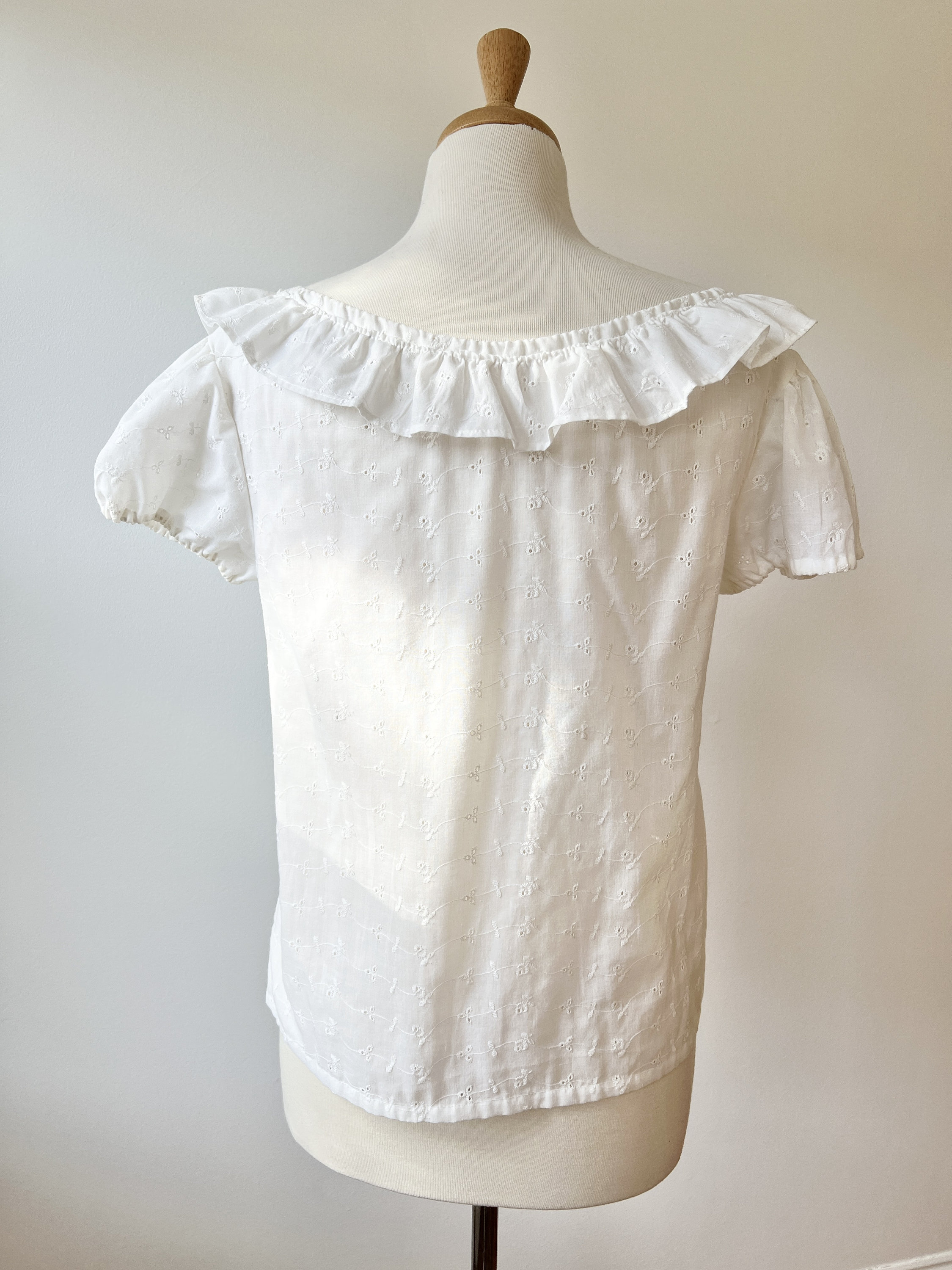 Vintage White Eyelet Peasant Blouse Size Med Cottagecore Etsy Canada