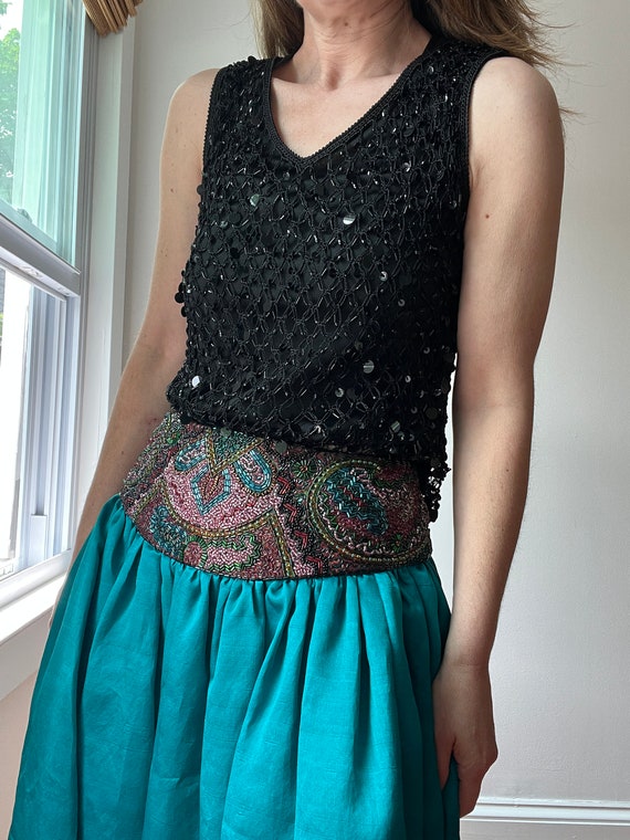 vintage 90s paillettes sleeveless top size small,… - image 2