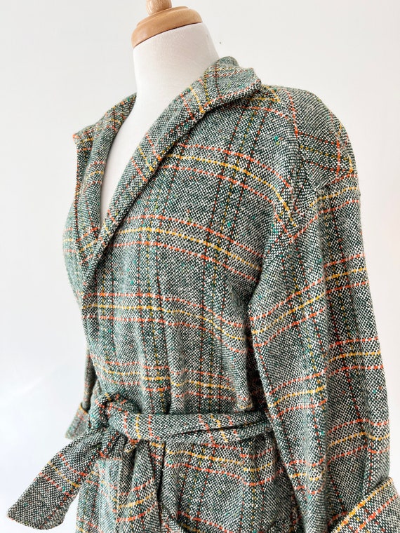 Vintage green plaid belted jacket size small, 197… - image 8