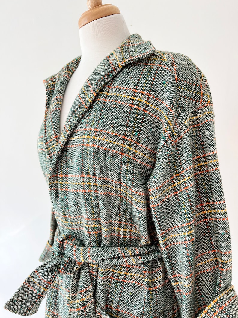 Vintage green plaid wool jacket size small