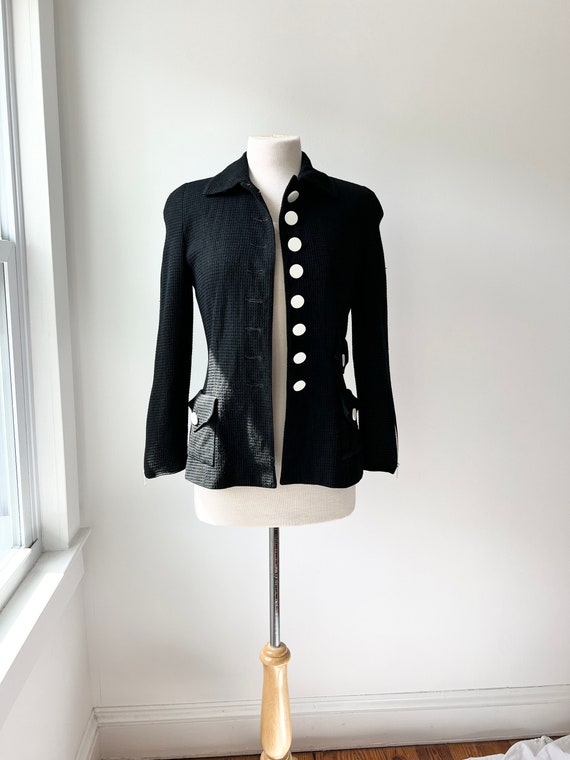 Vintage Ilie Wacs 80s black and white blazer, blac