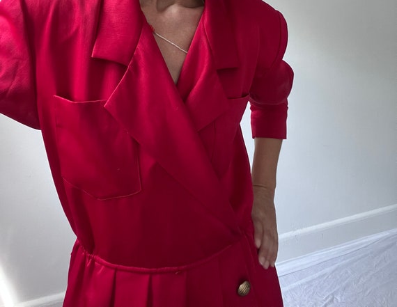 Vintage 80s red dress size size small/med, long s… - image 3