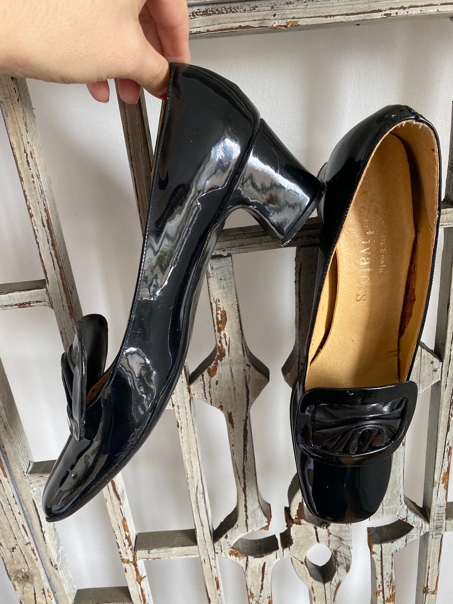 Vintage patent leather pilgrim shoes black mod shoes 1960s | Etsy