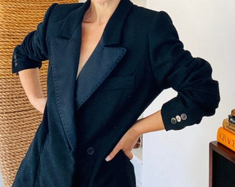 Vintage Givenchy silk blazer beaded lapel size small/med, designer silk blazer size 36, silk jacket with cut out back