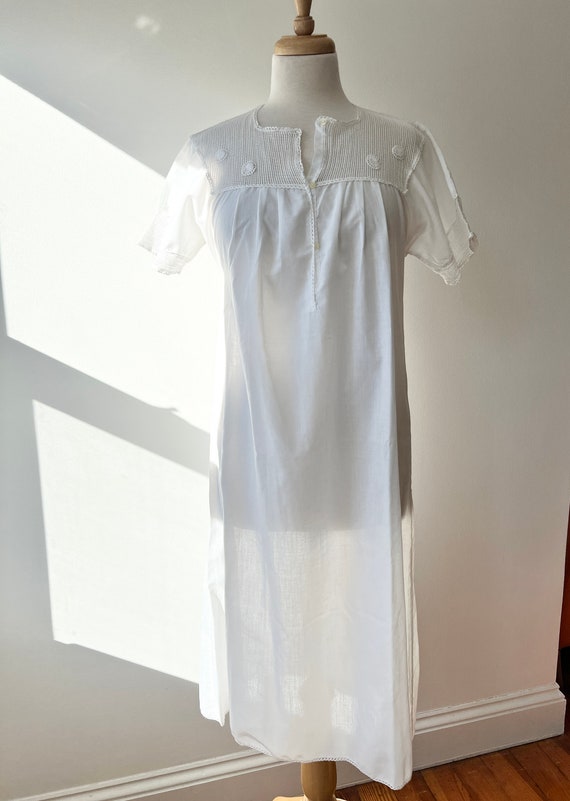 vintage 60s white embroidered cotton dress made in