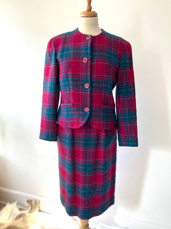 Vintage pink check plaid wool suit by Pendleton, … - image 10