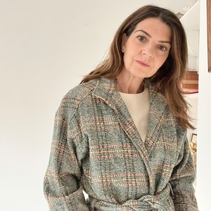 Vintage 70s green plaid wool jacket size small