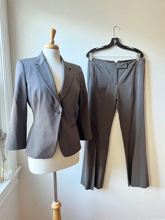 90s Minimalist Pant Suit / High-waist Pleated Pants / Minimalist