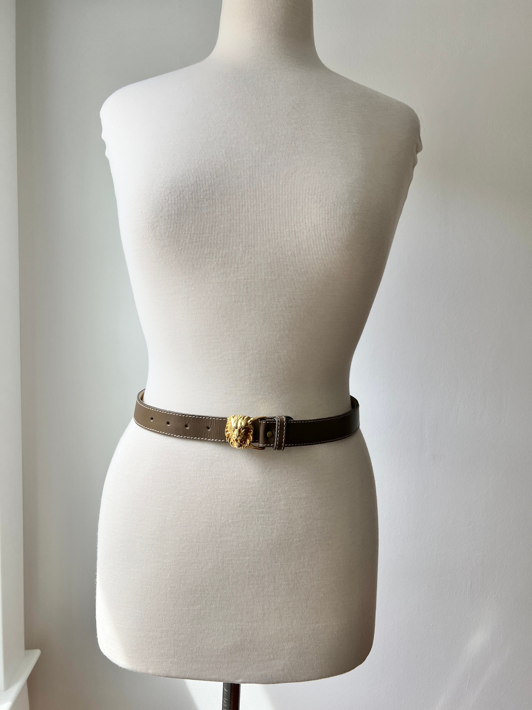 VTG Interchangeable Multi-Strap Skinny Belts With Lion Head/ Knot Buckles 60\'s 70s Lion Head Stretch Belt Gold Tone Skinny Vintage 25 main image 3