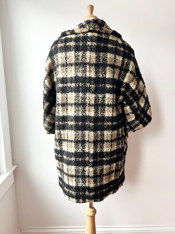 60s plaid wool coat size small attached scarf, vi… - image 7