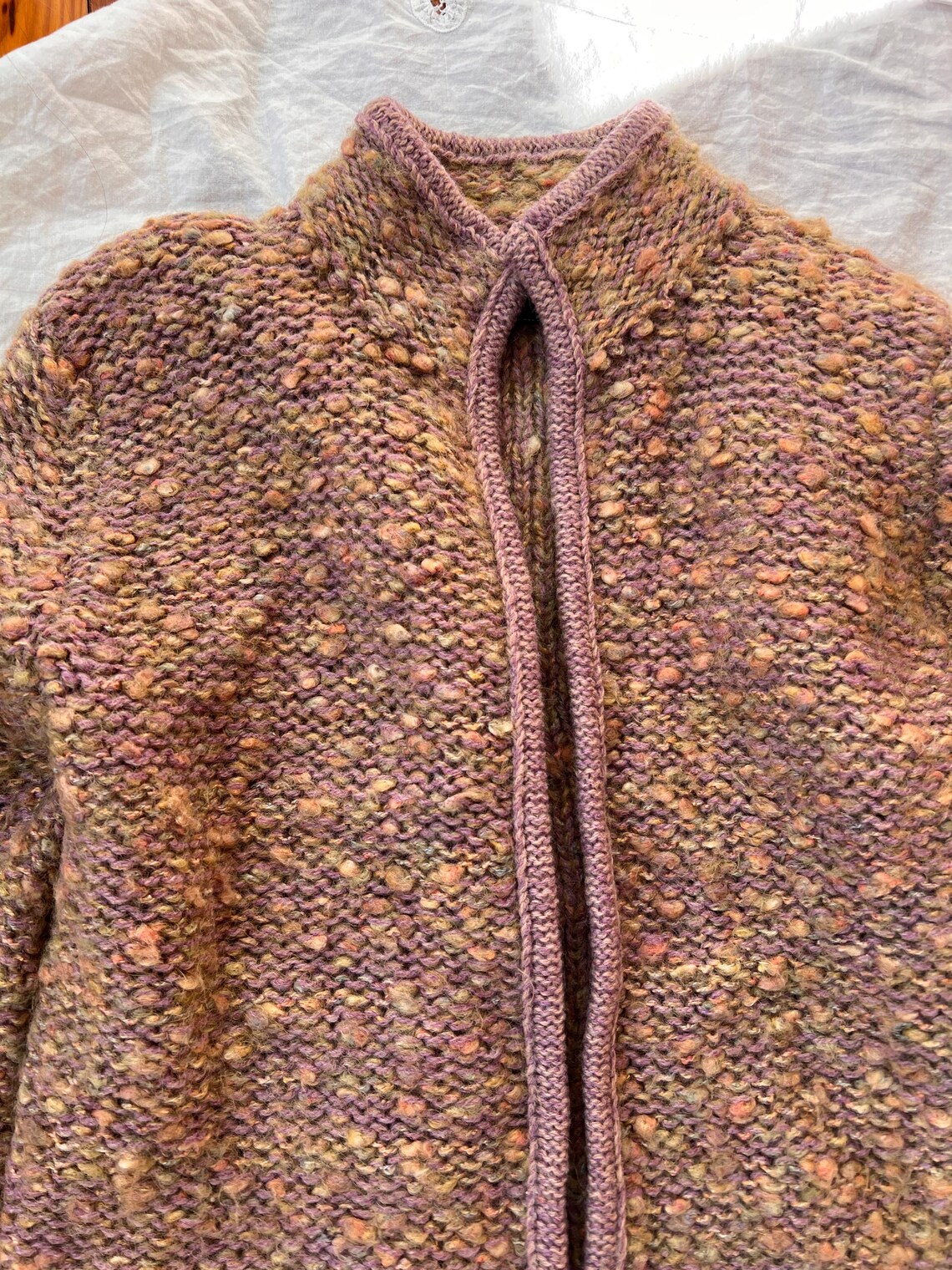 Vintage pink mohair wool cardigan size small med, wool jacket sweater, photo 2 of 5