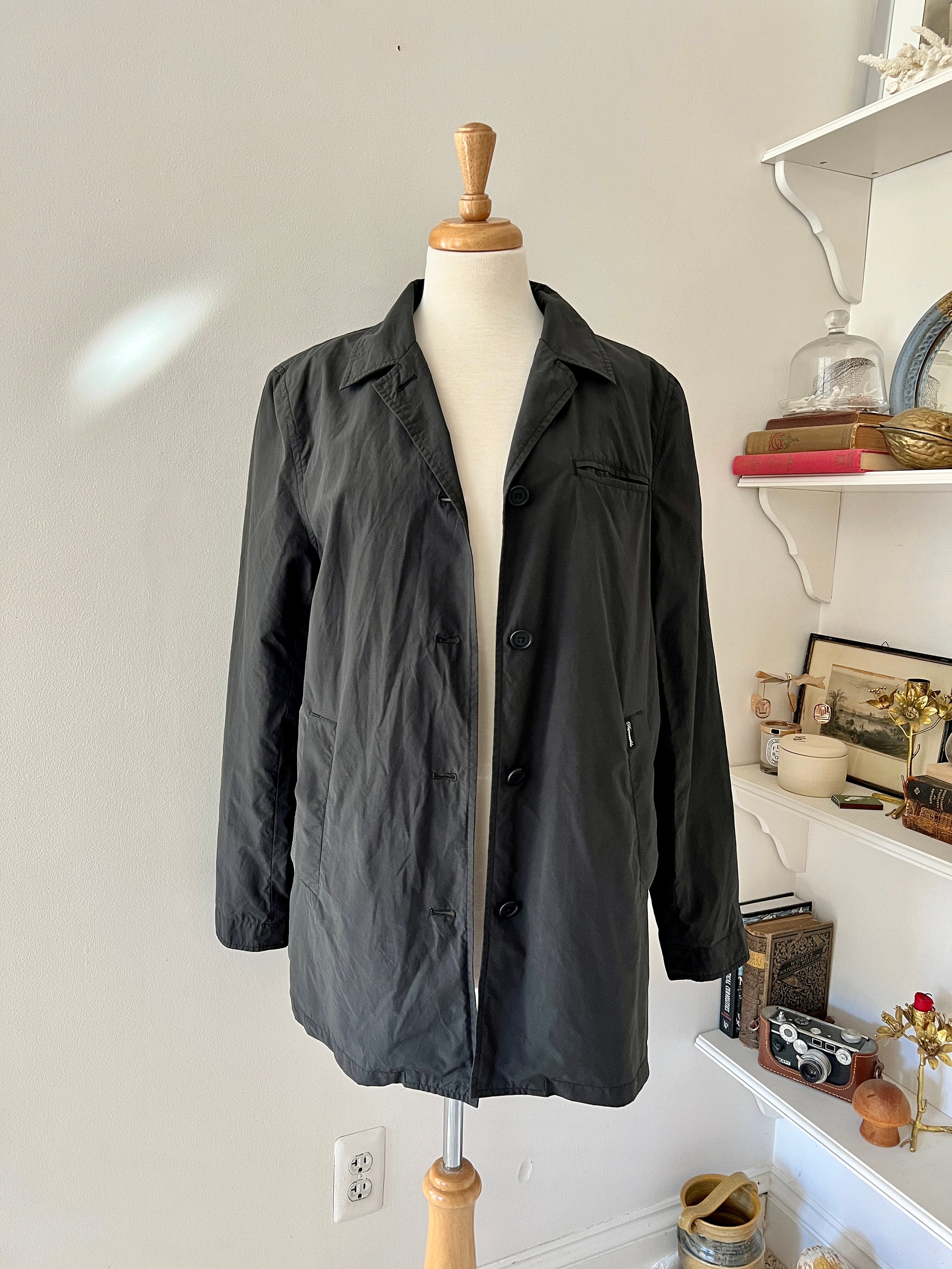 Vintage Black Faconnable Lightweight Jacket Size Med Minimalist Rain Coat Etsy