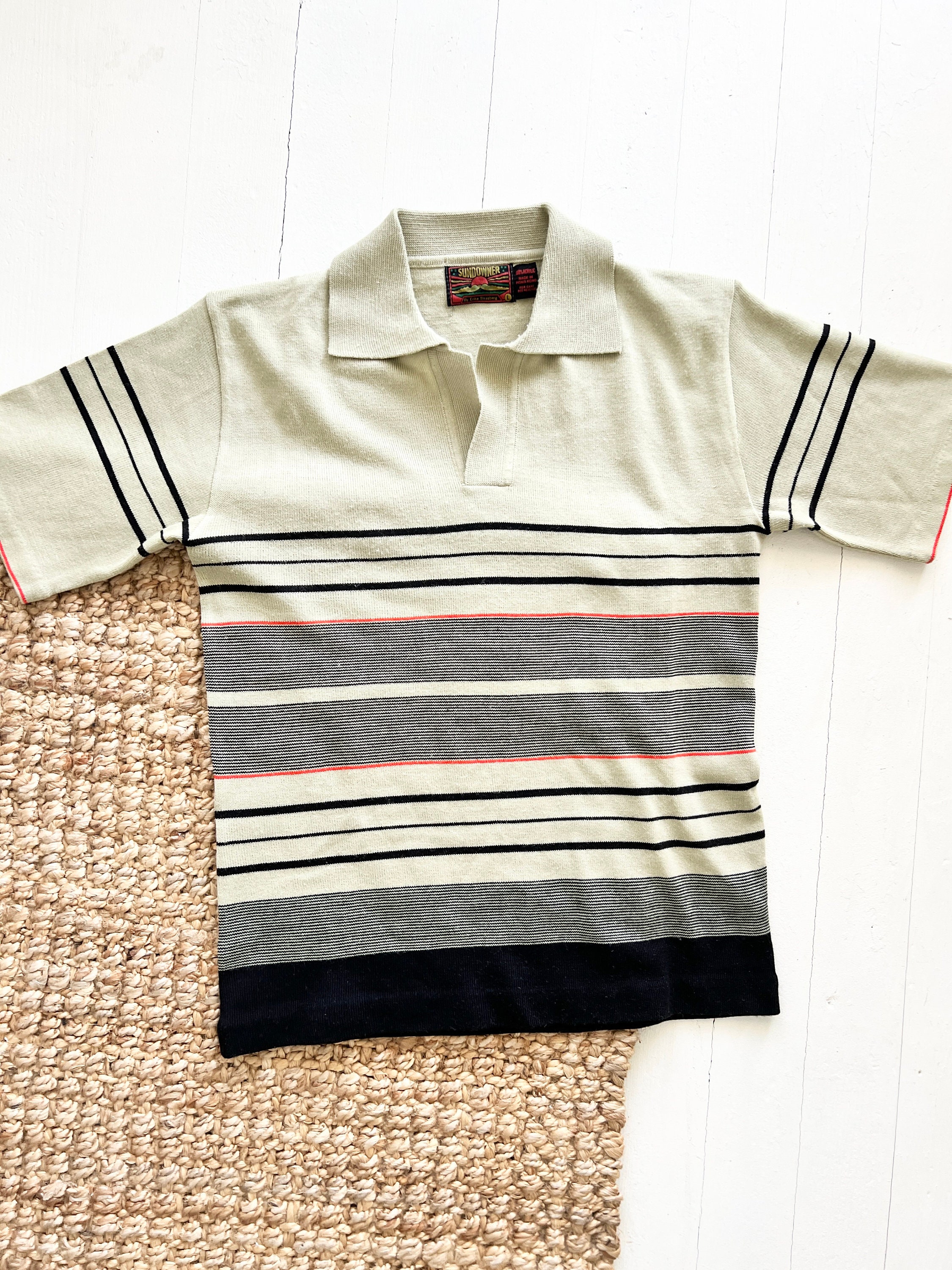 knit polo vintage 80s 90s ニットポロ Vintage 1960s Knit Striped Polo Sundowner by Erika Strasberg