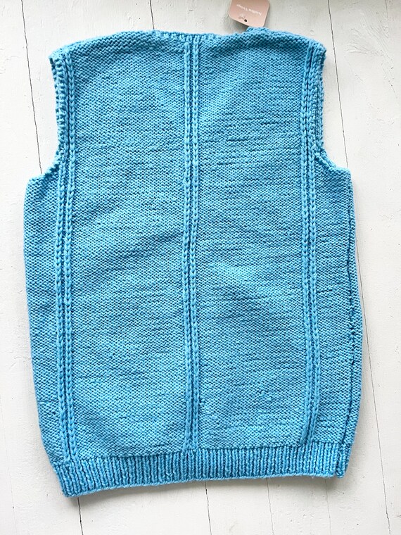 vintage 60s blue wool knit vest handmade sm-med, … - image 5