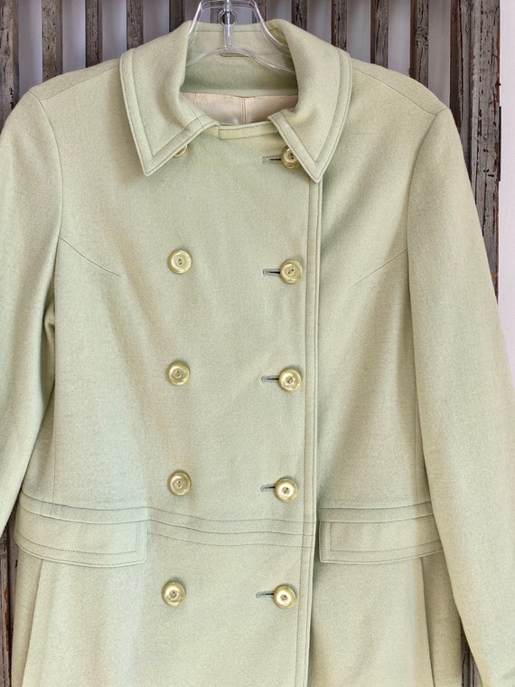 Vintage 60s mint green mod coat, pastel green dou… - image 6