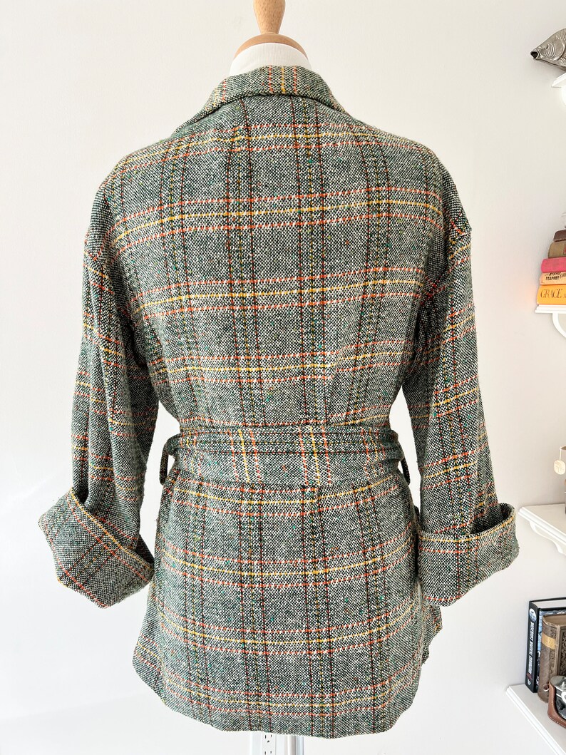 Vintage green plaid wool jacket size small