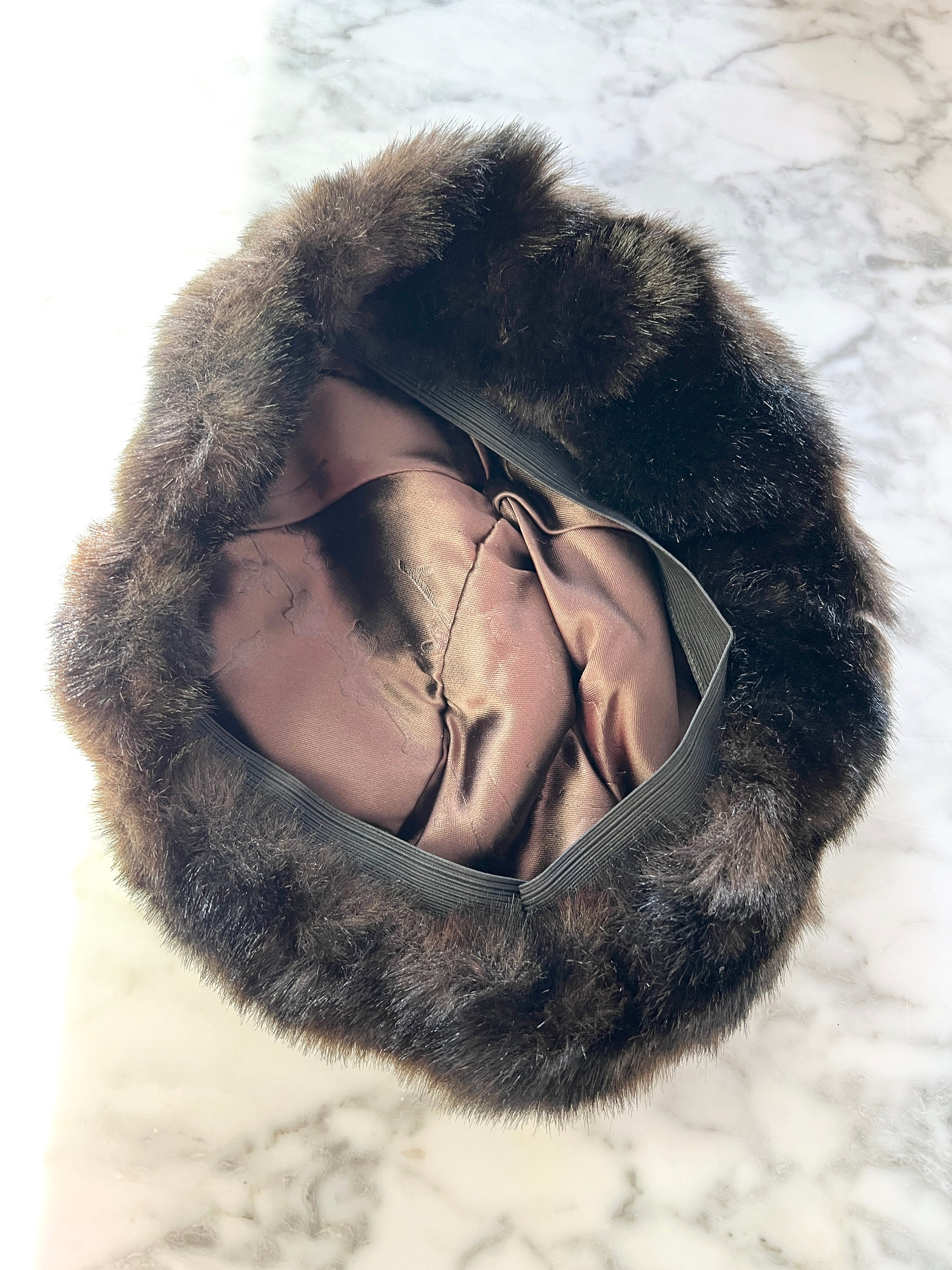 Vintage 1960s Faux Fur Beret, Chic Vegan Fur Hat, Parisian 