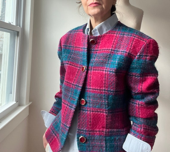 Vintage pink check plaid wool suit by Pendleton, … - image 4