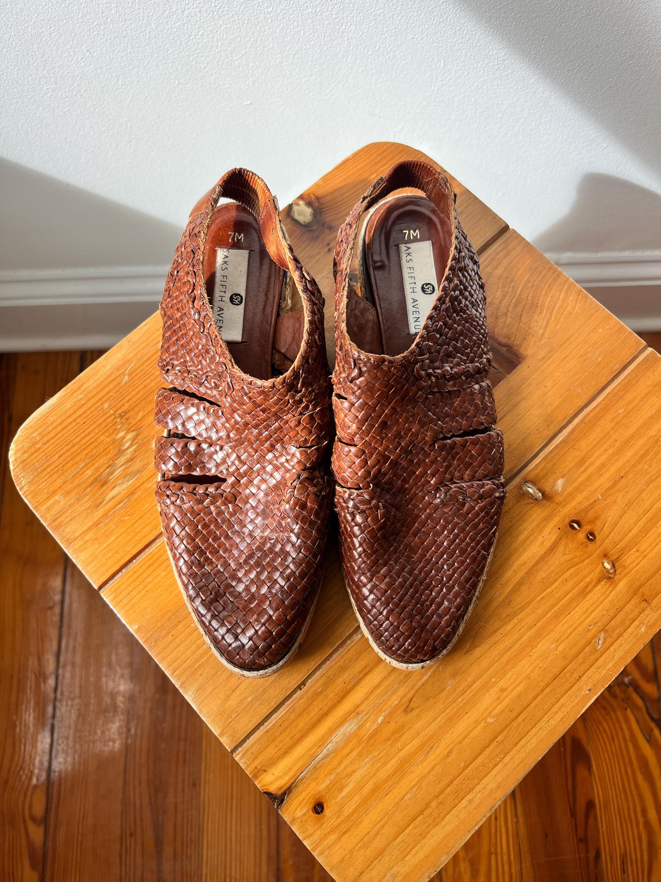 Vintage Woven Leather Huarache Sandals: Saks Fifth Avenue 