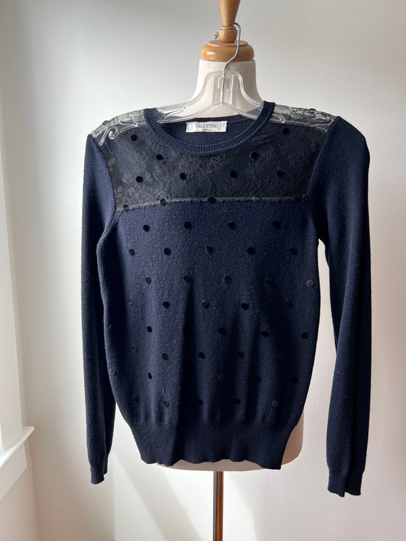 Valentino lace and polka dot cashmere wool sweate… - image 6