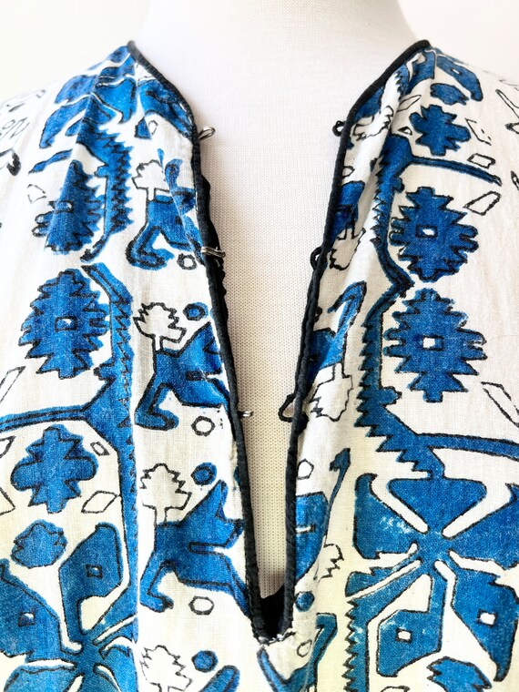 vintage block print kaftan size small, ethnic pri… - image 5