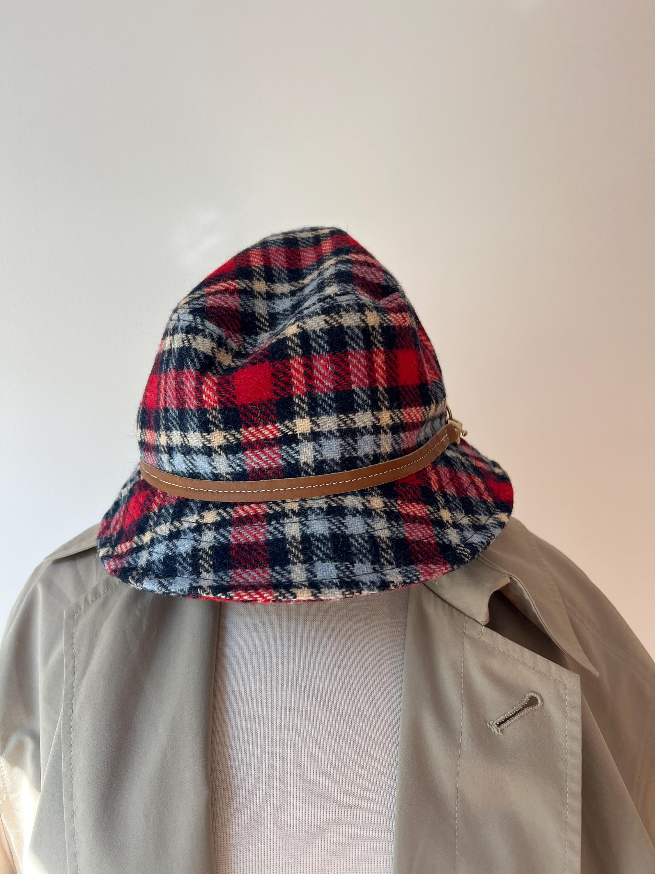 Vintage Coach Plaid Wool Bucket Hat Size Small, Winter Plaid  display picture 2