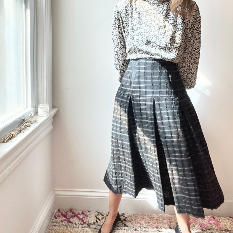 Carden Plaid Stitched Down Kick Pleat Skirt main image 1