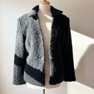 Vintage alpaca boucle wool coat size sm/med, peruvian black fuzzy blazer