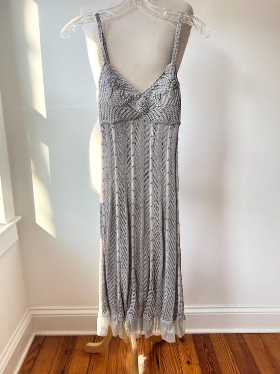 sue wong beaded maxi dress Sue Wong 2000s Ivory Beaded Dress