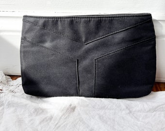 Vintage YSL black makeup bag clutch NOS, minimalist black toiletry bag, designer vintage bag, YSL cosmetic bag pouch
