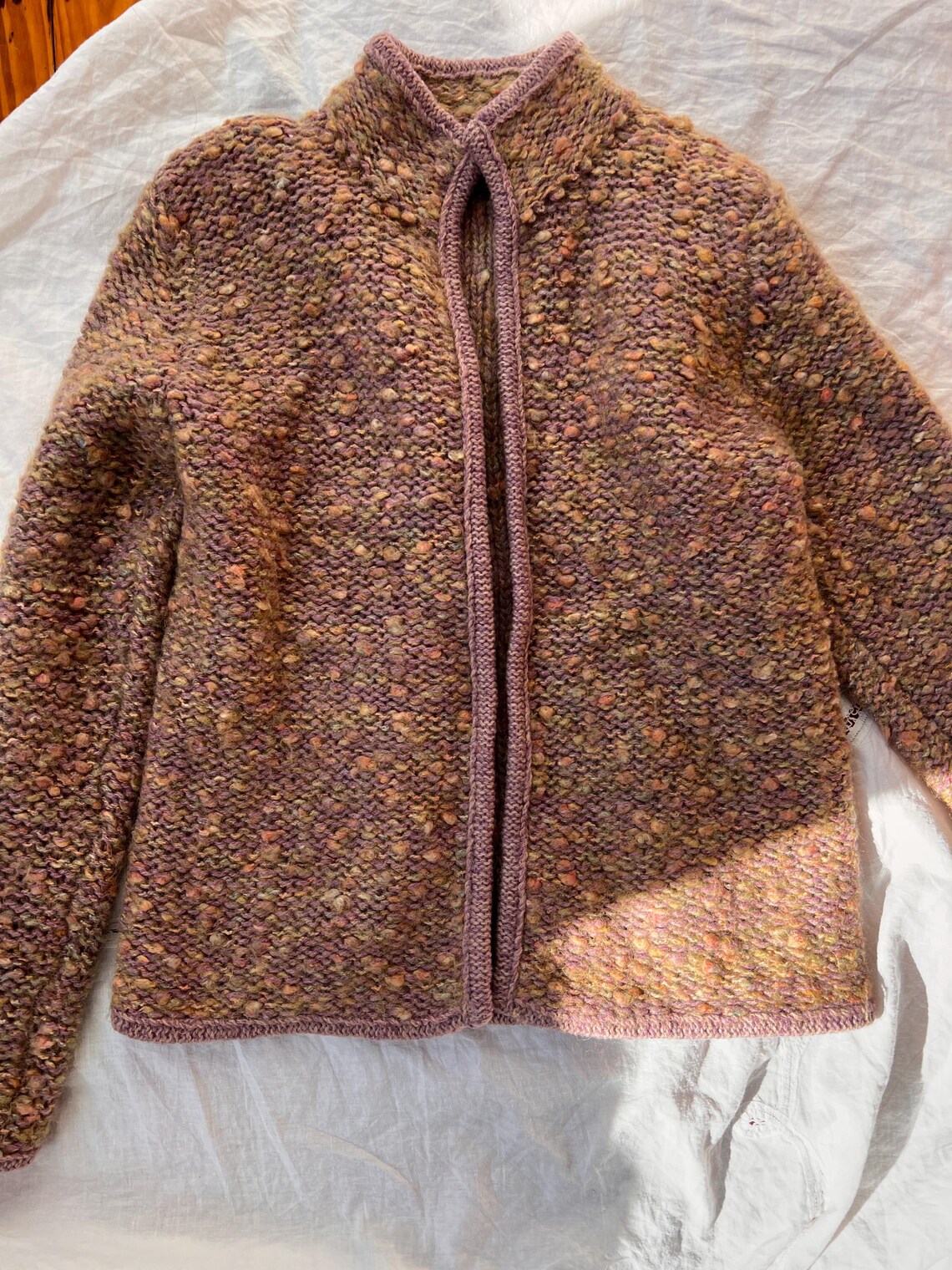 Vintage pink mohair wool cardigan size small med, wool jacket sweater, photo 3 of 5