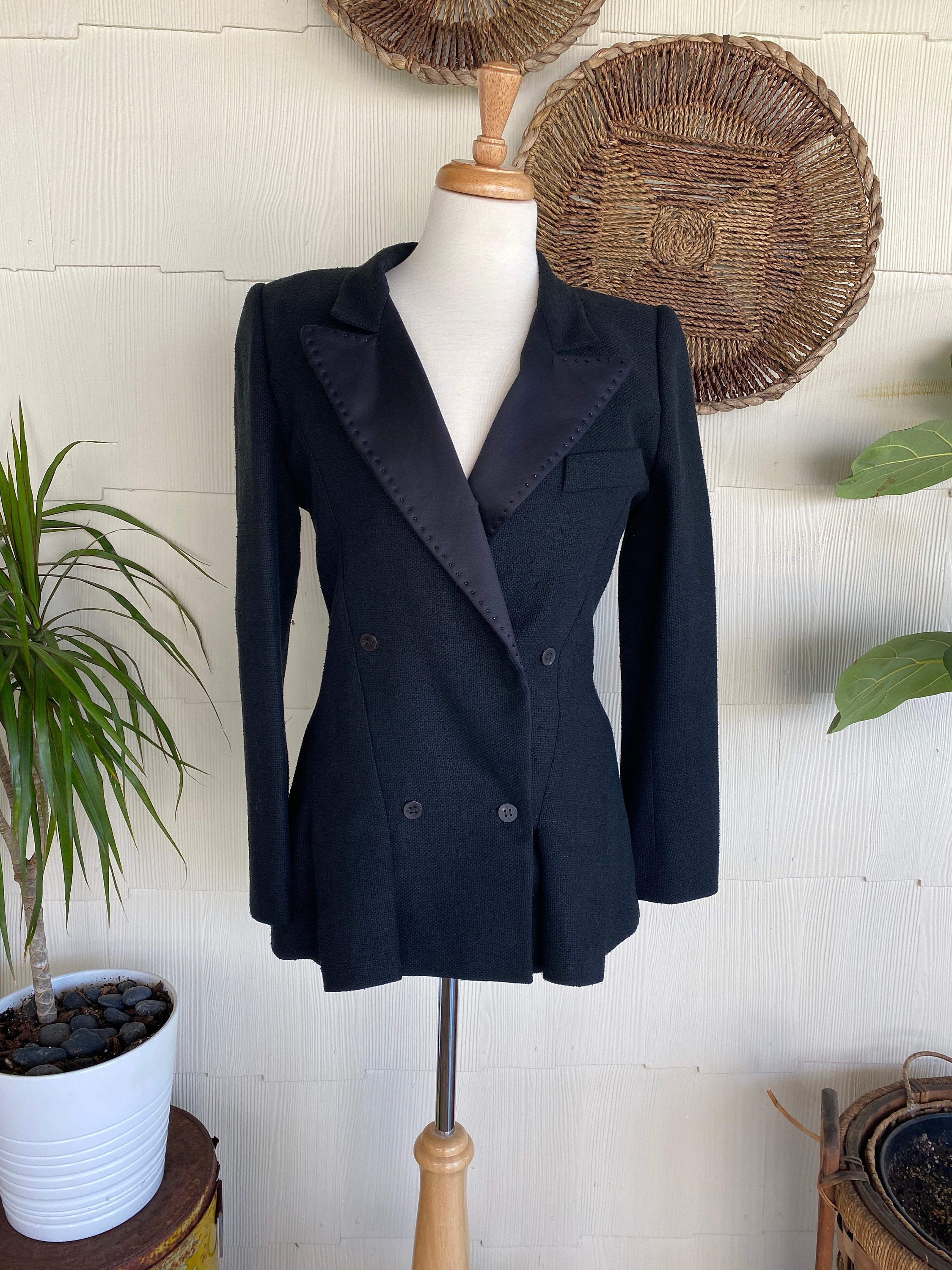 Vintage Givenchy Black Silk Blazer Jacket With Beaded Lapel - Etsy Sweden