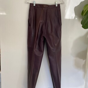 Vintage 80s Purple Leather Pants Size Small Burgundy Pleated - Etsy