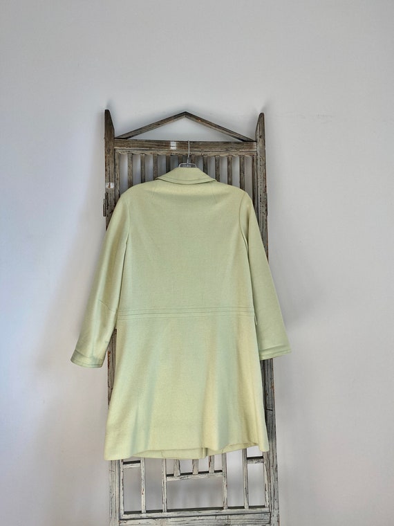 Vintage 60s mint green mod coat, pastel green dou… - image 7