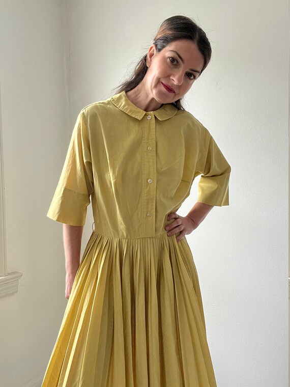 Vintage 50s yellow shirtdress size small, summer … - image 4