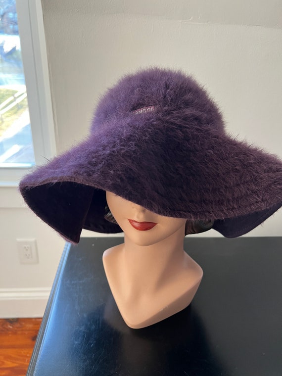 vintage purple kangol angora bucket hat, boho hipp