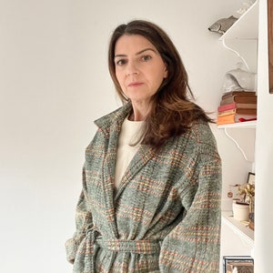 Vintage 70s green plaid jacket size small