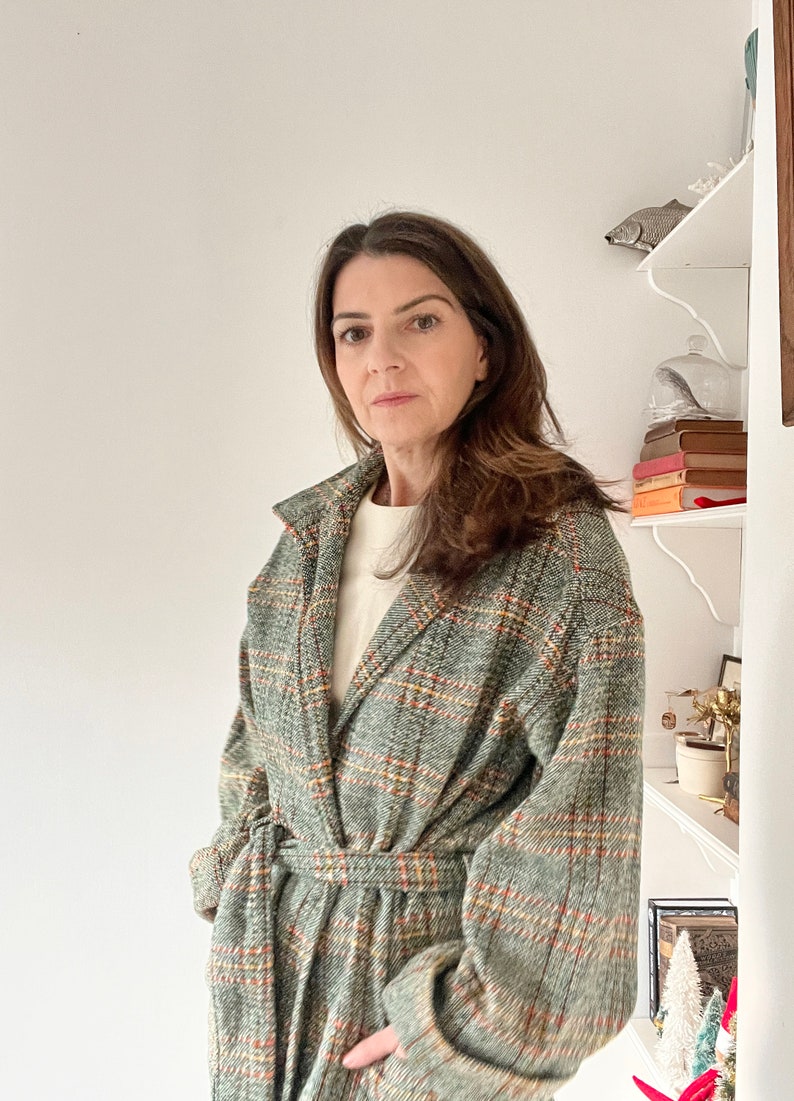 Vintage 70s green plaid jacket size small