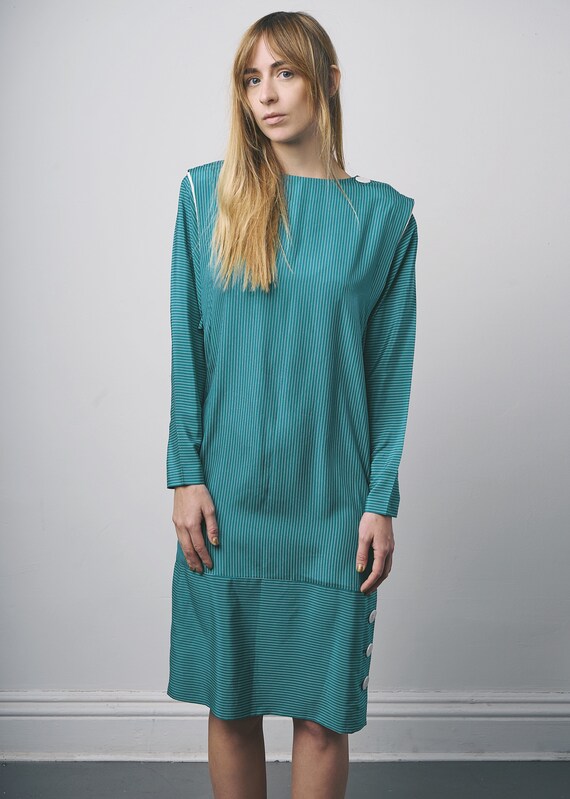 pinstripe shift dress