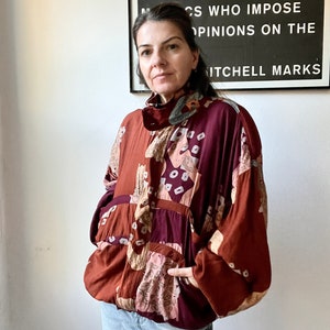 Vintage abstrakte Windjacke Bomberjacke Größe small / med, Pässe Pier 1 Importe Feder zip up