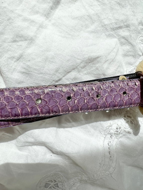 Vintage purple snakeskin belt with gold hardware,… - image 10