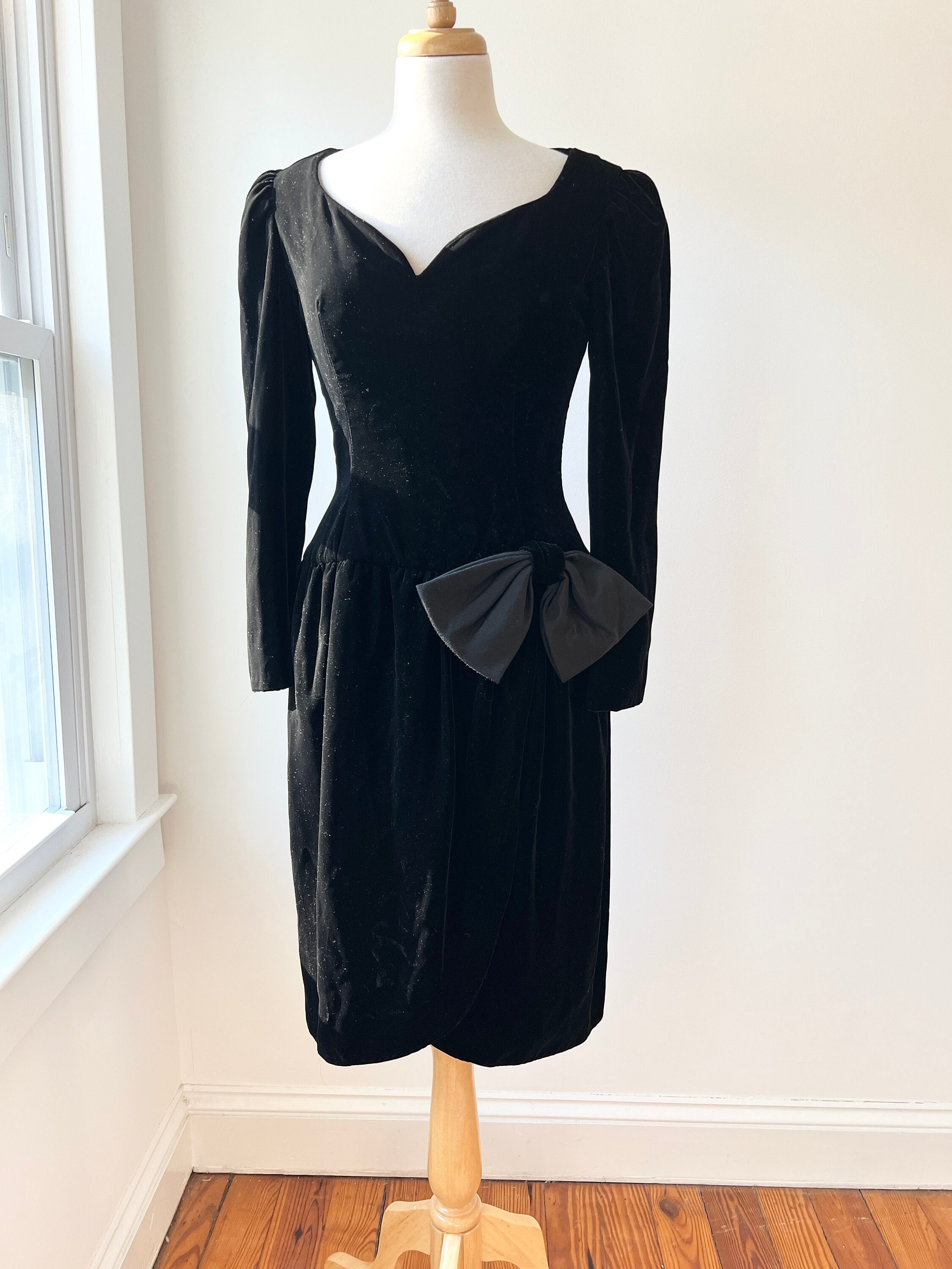 Black Velvet Bow Dress